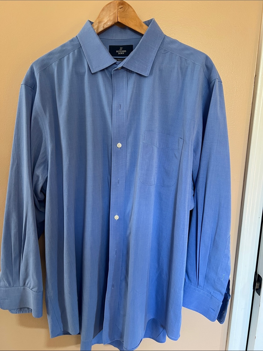 Buttoned Down Men's Blue Long-Sleeve Dress Shirt 17 1/2 33